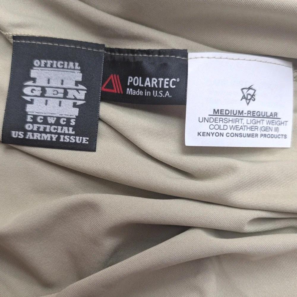 NWT ADS US Army ECWCS Gen III Level 1 Undershirt Men Medium Regular Tan Polartec